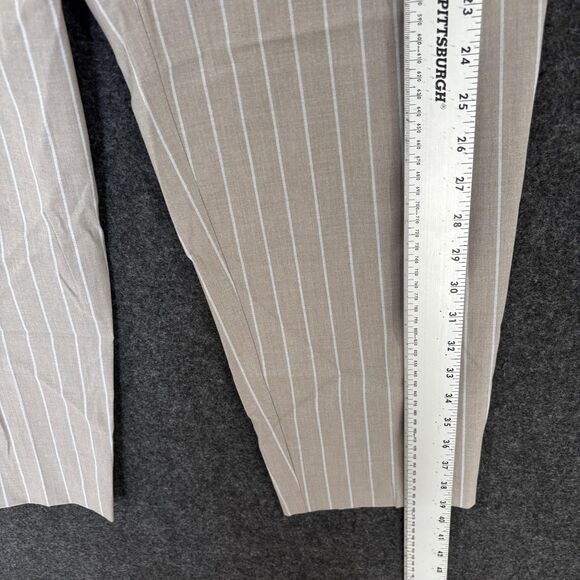 Loft Versa Pants Women's 6 Taupe White Pinstripe Seasonless Stretch Pleated - Picture 5 of 13